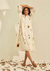 A Model Wearing White Cotton Mul Silent Whispers, curated by Only Ethikal